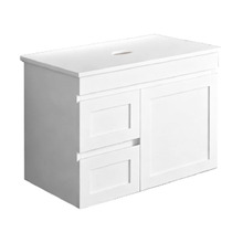 Stefania 750mm Matte White Wall Hung Single Vanity with Stone Countertop